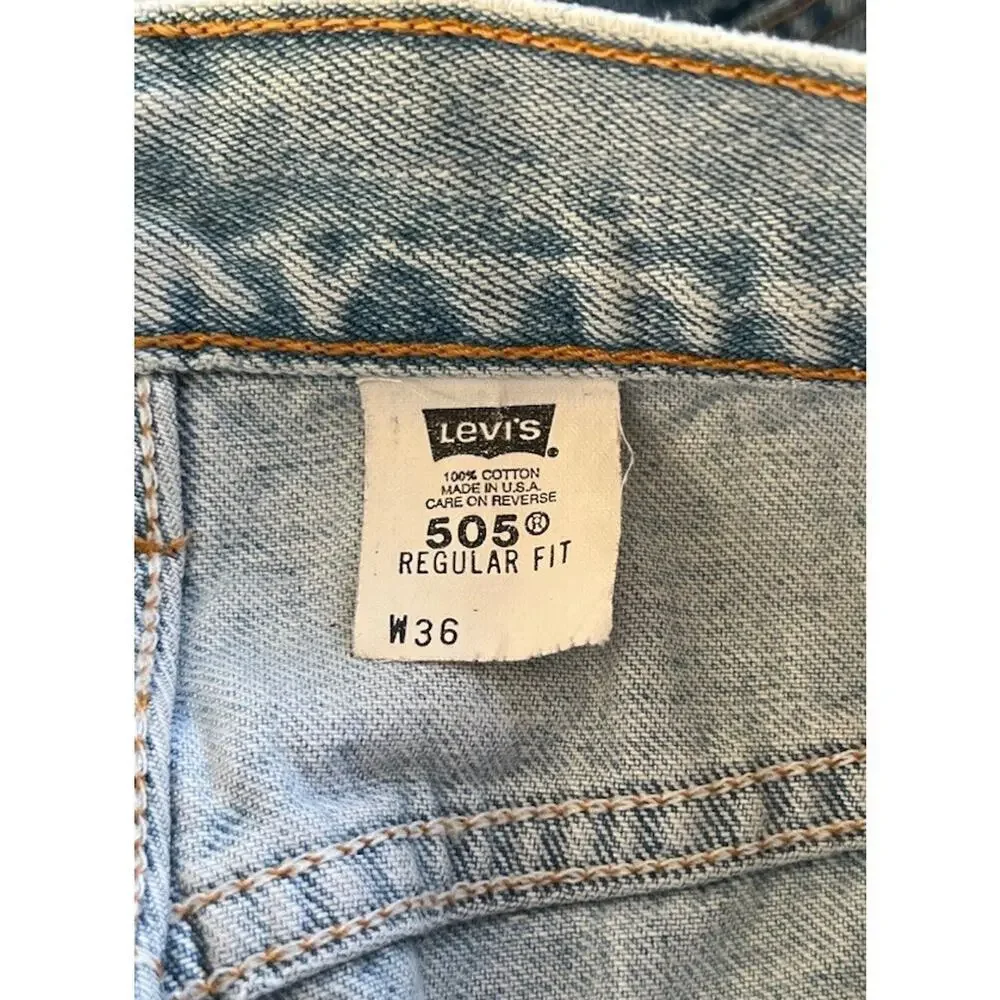 Levi’s 505 Denim Light Wash Jean Shorts Size 36 Cotton Regular Fit Men’s